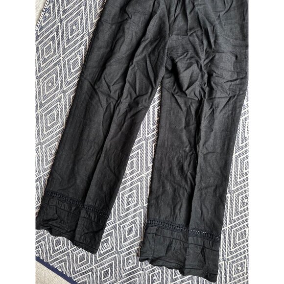 Love Tree black wide leg with trim on hem with soft foldover waistband Large - Picture 3 of 3